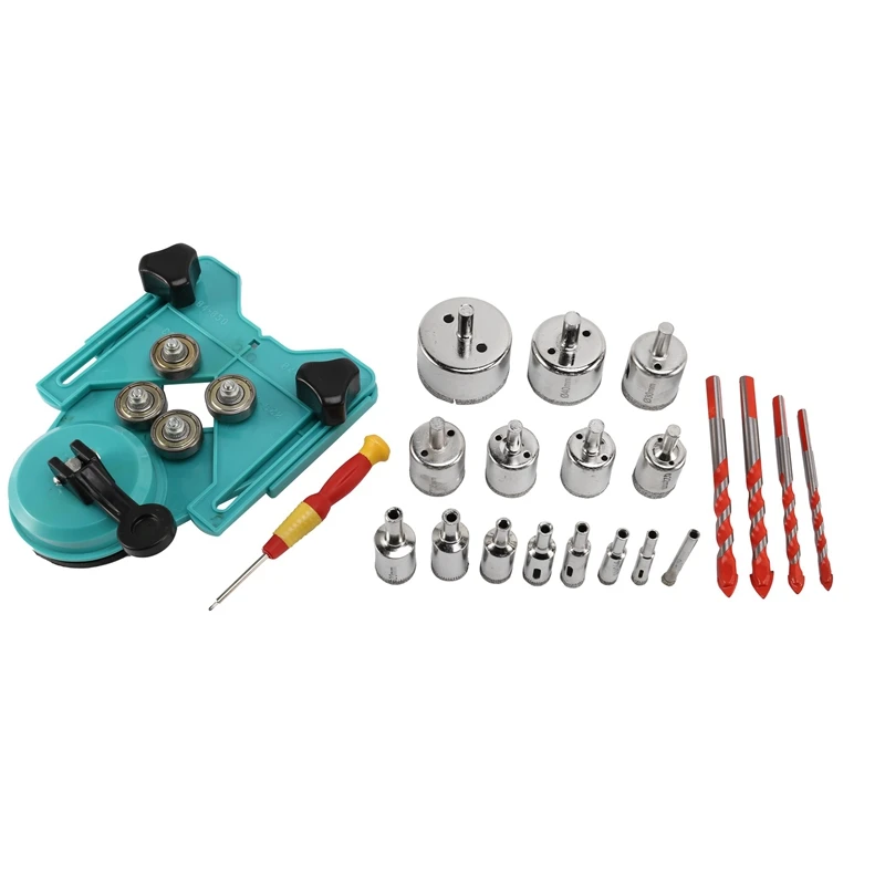 

21Pcs Diamond Hole Saw Set, Diamond Drill Bits 6-50Mm,Tile Hole Saw Set With Adjustable Hole Saw Guidance Fixture