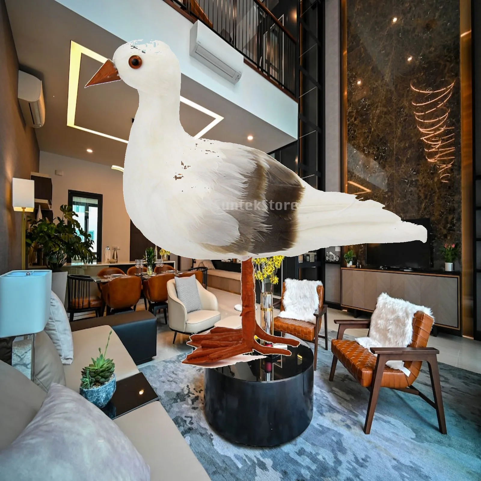 Lifelike Decorative Bird Figure Feather Texture Ornament Statue Home Art Sculpture for Living Room Nautical Decor