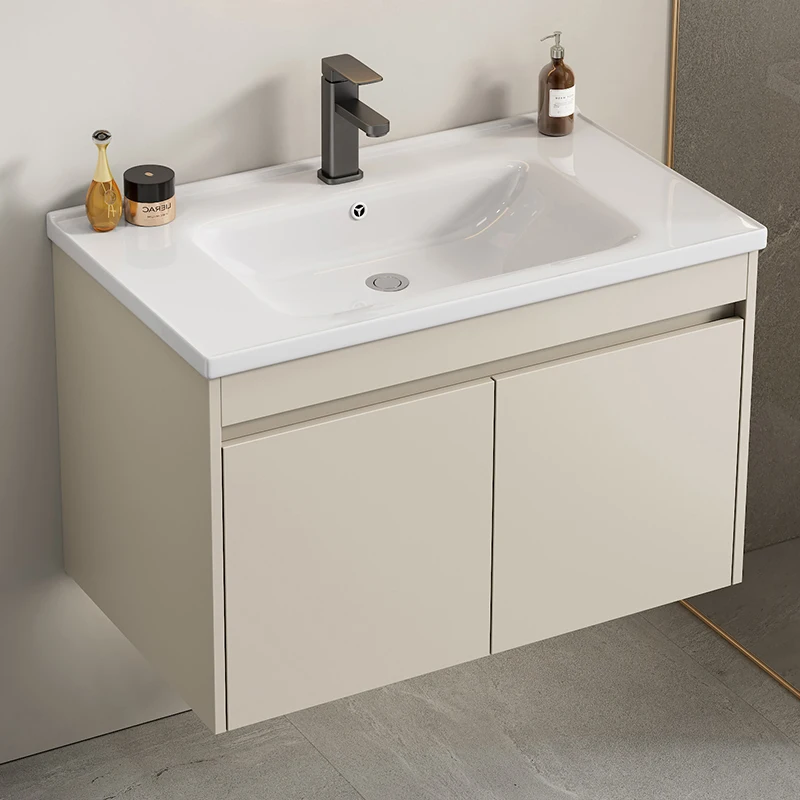 

Household wall-mounted space aluminum wash basin combined bathroom washbasin ceramic integrated basin bathroom cabinet