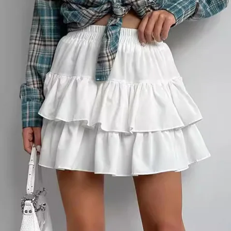 Design Sense: Double-layer High Waisted Pleated Cake Skirt, Temperament: 2025 Midi Skirt for Women