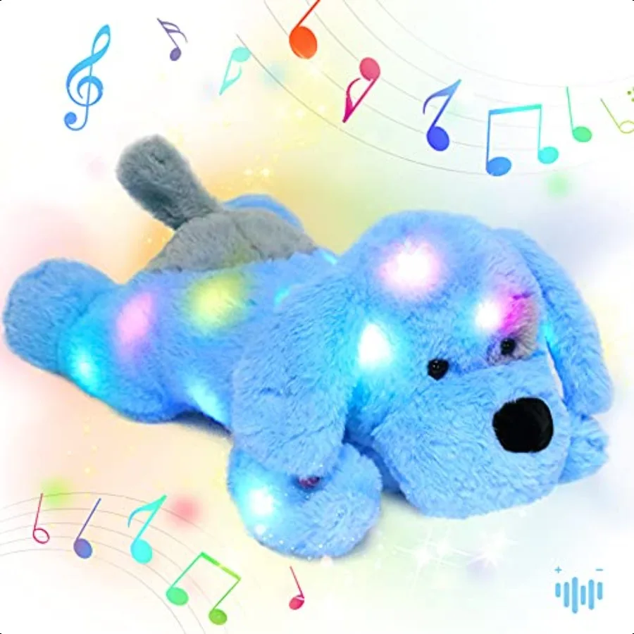 

Hopearl LED Musical Stuffed Puppy Lighting Up Singing Plush Dog Adjustable Volume Lullaby Animated Soothe Birthday Festival for