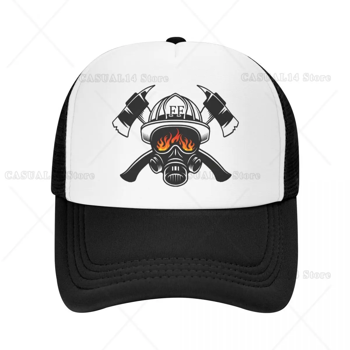 

Firefighter Skull Trucker Hat Women Men Adjustable Unisex Fireman Fire Rescue Baseball Cap Spring Snapback Caps