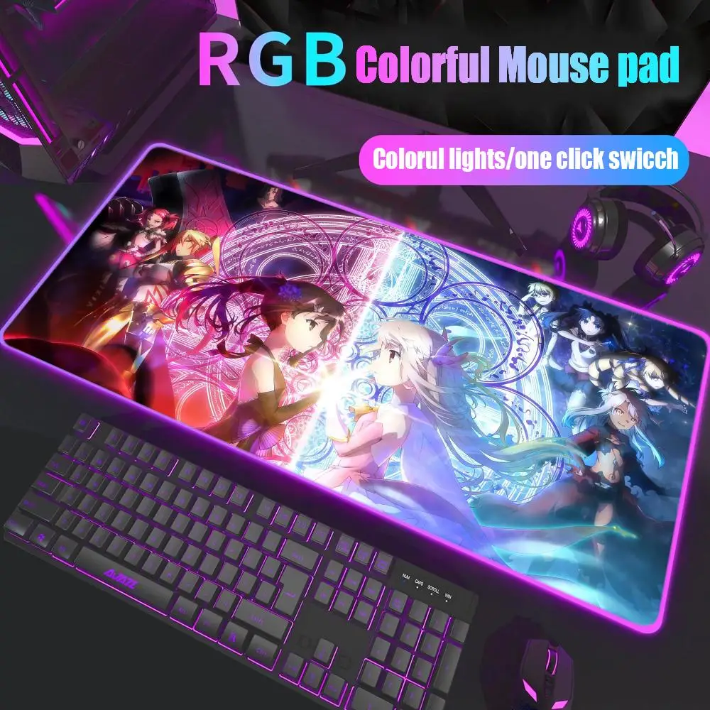 

Illyasviel Von Einzbern Mouse Pad Rgb Desk Mat Back Light Led Mousepad Setup Gaming Accessories Deskmat Big Mousepad Backlight