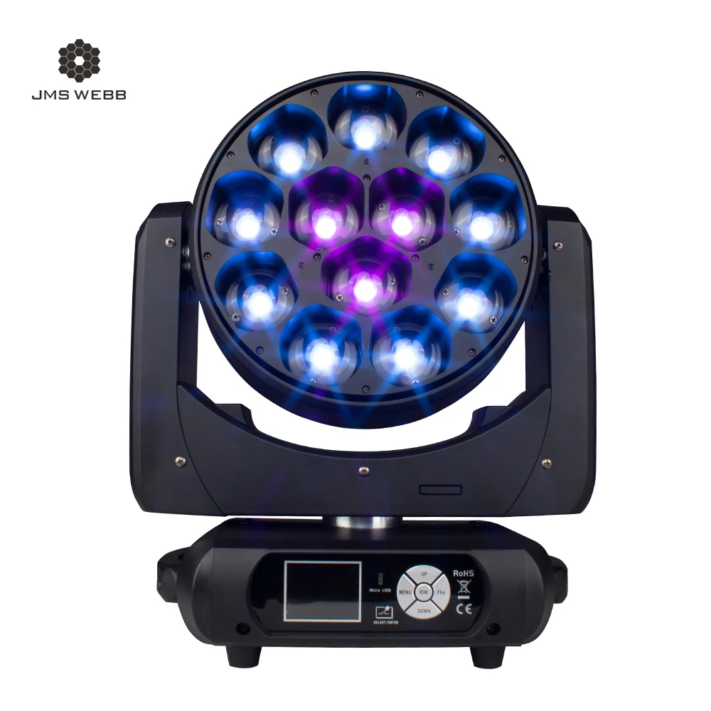 SHEHDS LED Beam+Wash Big Bees Eyes 12x40W RGBW Zoom Lighting For Professional Stage Bar Home Party NightClub & Disco