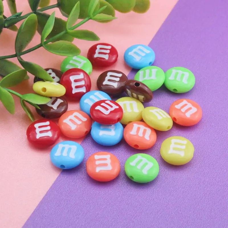 20Pcs/Pack 1.4cm Acrylic Beads Flat Round Shape Decoration Crafts Spacer Bead DIY Jewelry Making Bracelet Necklace Accessories