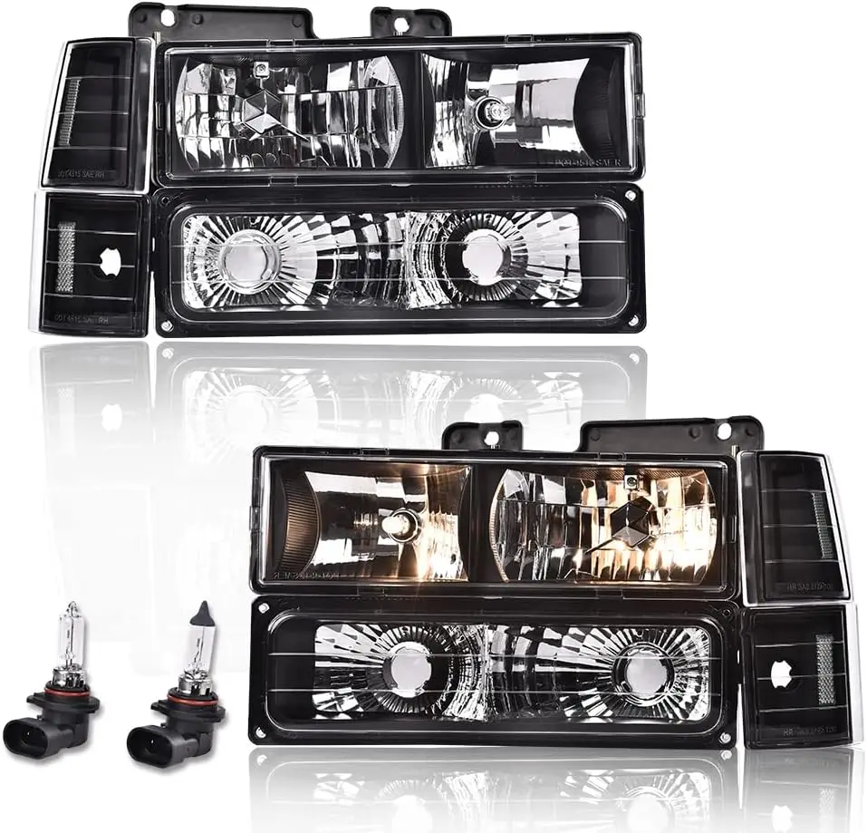 

Фары с углом и бампером, совместимые с Chevy Silverado Tahoe Suburban C10 C/K 1500 2500 3500 Smoky Lens Bl 1994-1998 годов