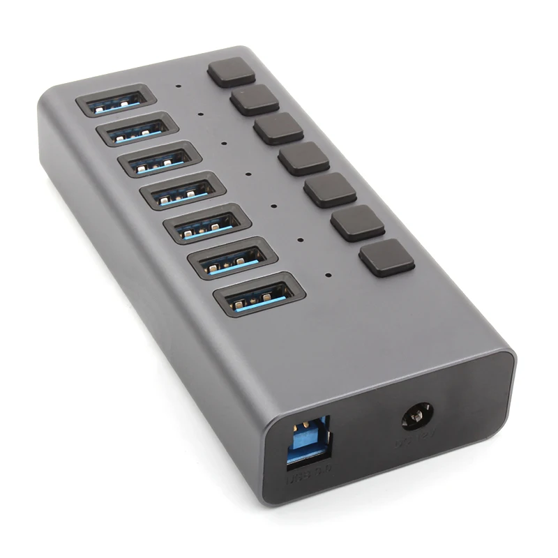 Usb 3.0 5Gbps Multifunctional High Speed Transmission Usb Hub 7 Ports12v Charging Power with Switch Usb Hub