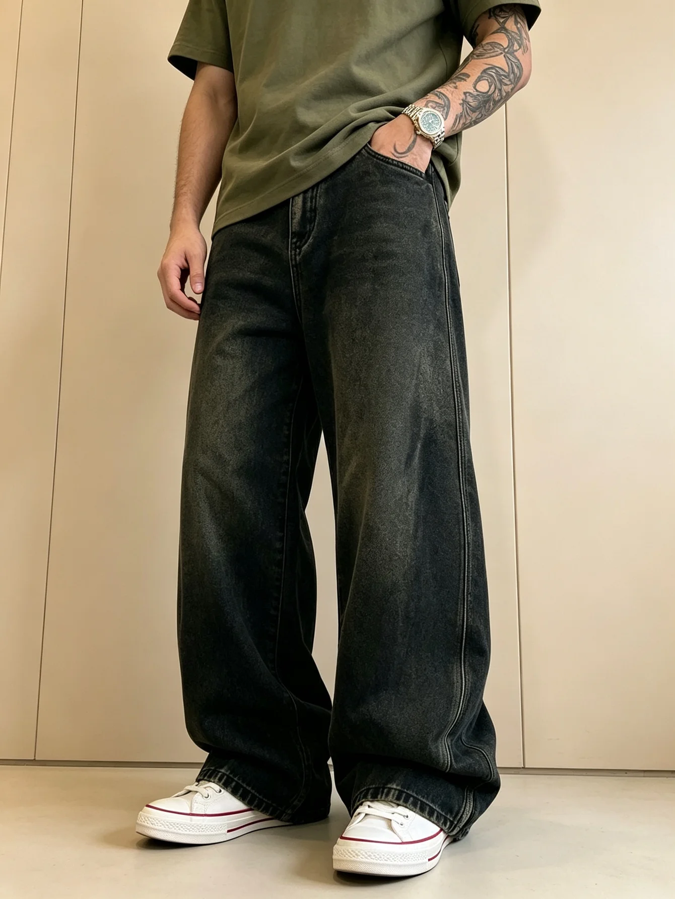 Youth Chic Y2K Trendy American Street Light Wash Baggy Denim Jeans Reinforced Pocket Seams Viral Street Trend, Lovely Special-Da