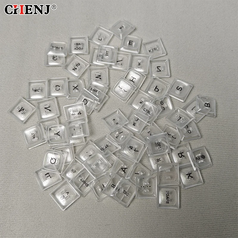 

70 клавиш Chocfox CFX, черно-белые прозрачные низкопрофильные колпачки для клавиш из ПБТ для механической клавиатуры Kailh Choc V1, ультратонкие колпачки для клавиш 1u