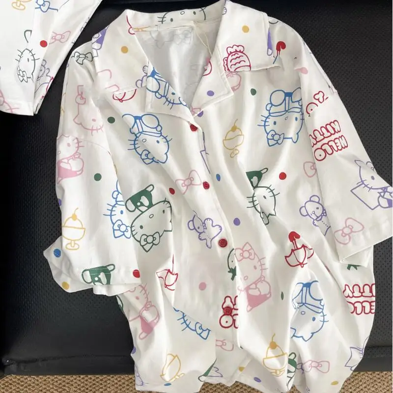 

Women's Japanese Sweet Short-Sleeved Shorts Sleeping Suit Cardigan Home Wear Student Summer New Soft Fashion Two-Piece Set