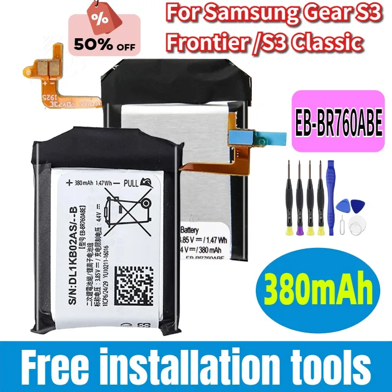 Watch Battery EB-BR760ABE 380mAh For Samsung Gear S3 Frontier /S3 Classic EB-BR760A SM-R760 SM-R770 SM-R765 SM-R765S S4 42/46mm