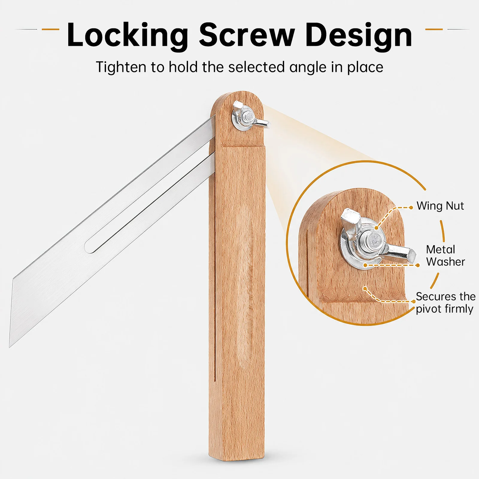 Stainless Steel Adjustable T-Bevel Angle Finder with Hardwood Handle Tools
