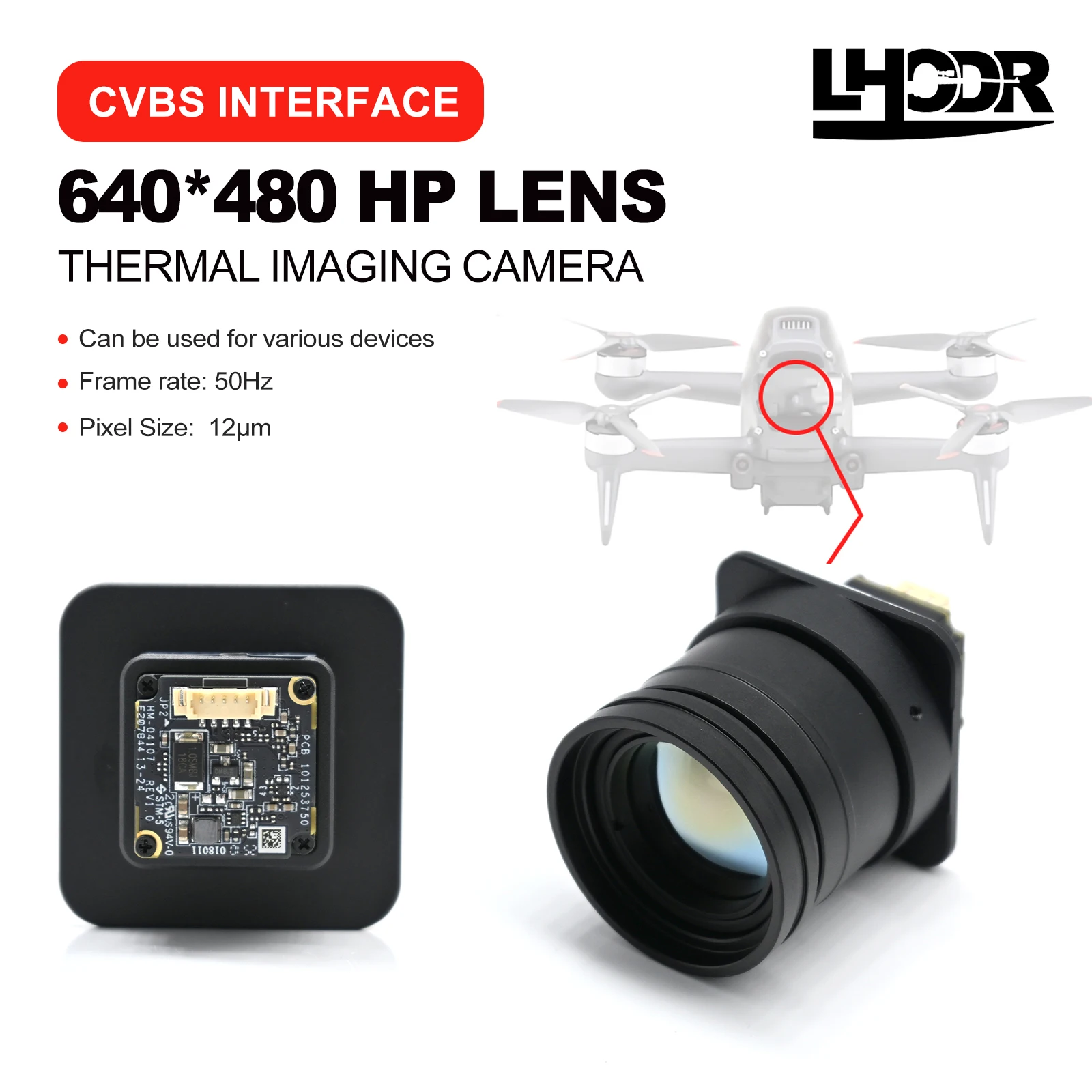 Obiettivo per imaging termico drone 30mm 640x480 pix 50hz 9.7 256x192 Adatto per FPV e kit telecamera FPV UAV ad ala fissa per aereo CVBS