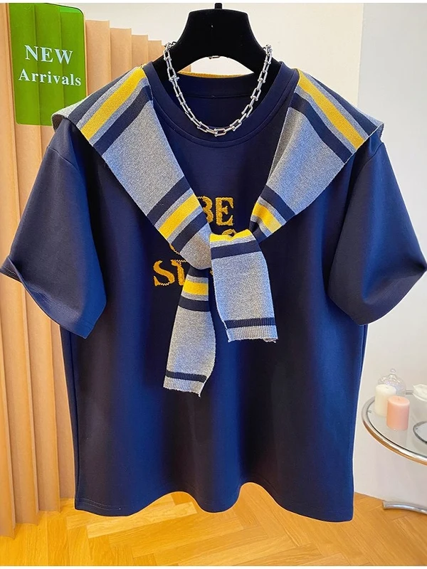 plus Size Women's Casual ort Sve T-irt with oulder Wrap Floing Korean Sle Loose Fit Breathable Comfortable Top