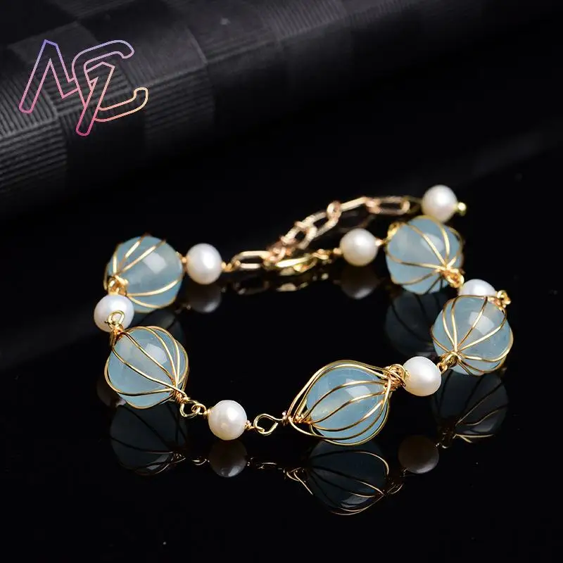 Blue Natural Jade Bead Earrings Fashion Accessories Amulet Vintage Bracelet Real Jewelry Charm Lucky Designer - view 2
