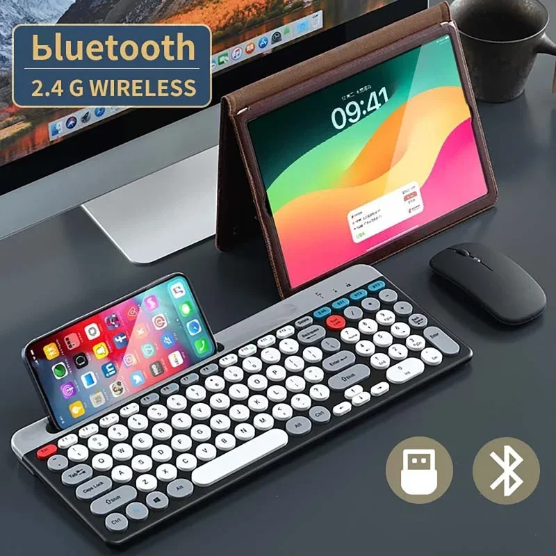 Imagem -02 - Combos de Teclado e Mouse sem Fio Bluetooth 2.4g 104 Teclas para Ios Windows Android Jogos para Laptop Slot para Suporte do Telefone