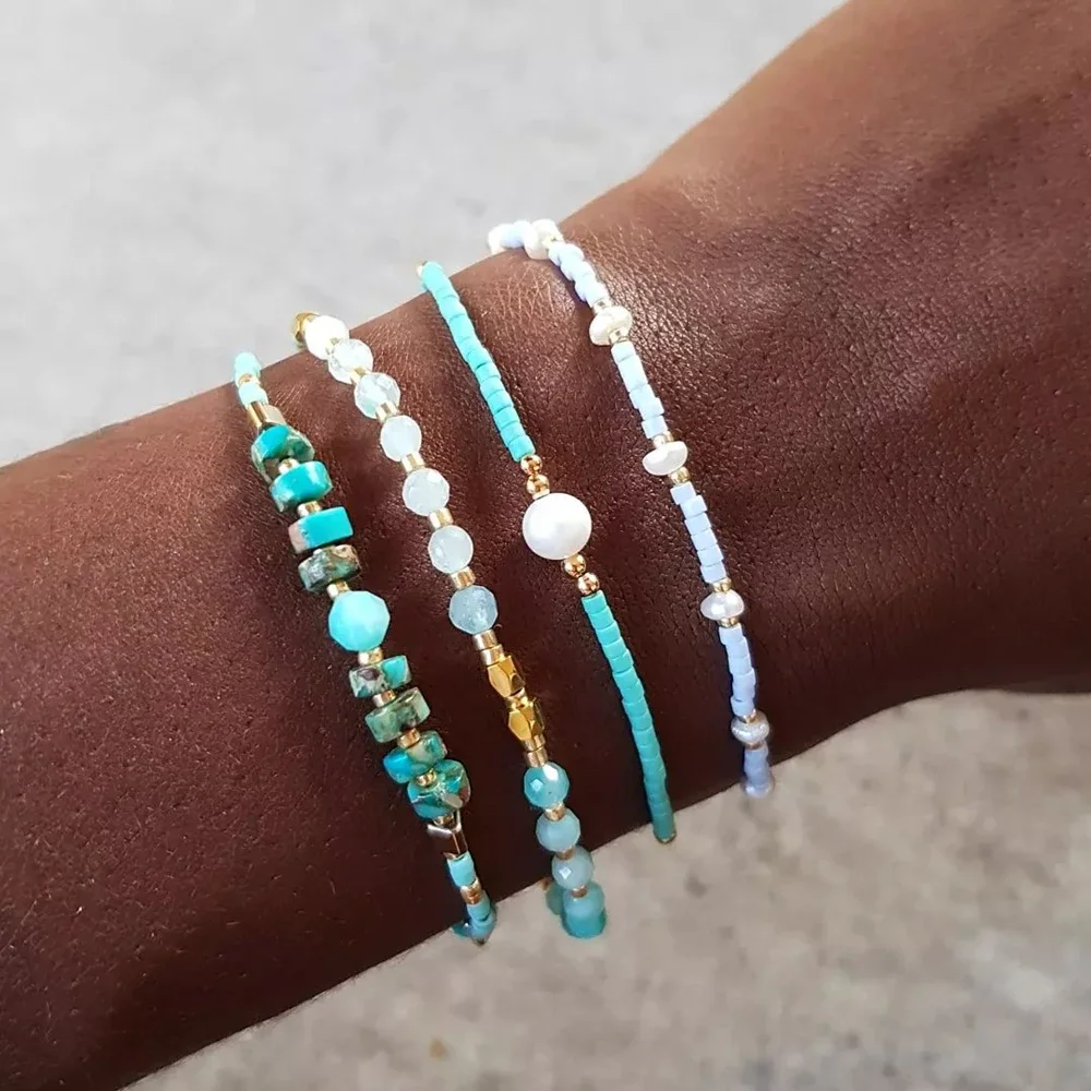 CCGOOD Miyuki Pearl Bracelets Natural Stone Dainty Pulseras Simple Thin Beads Bracelet for Women Set Handmade Stackable Jewelry