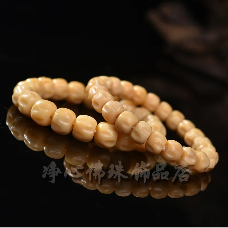 Natural Camel Bone Single Ring Bracelet Yellow Chicken Grease Bulge Beads Men and Women Retro Ethnic Tibetan Style Passion