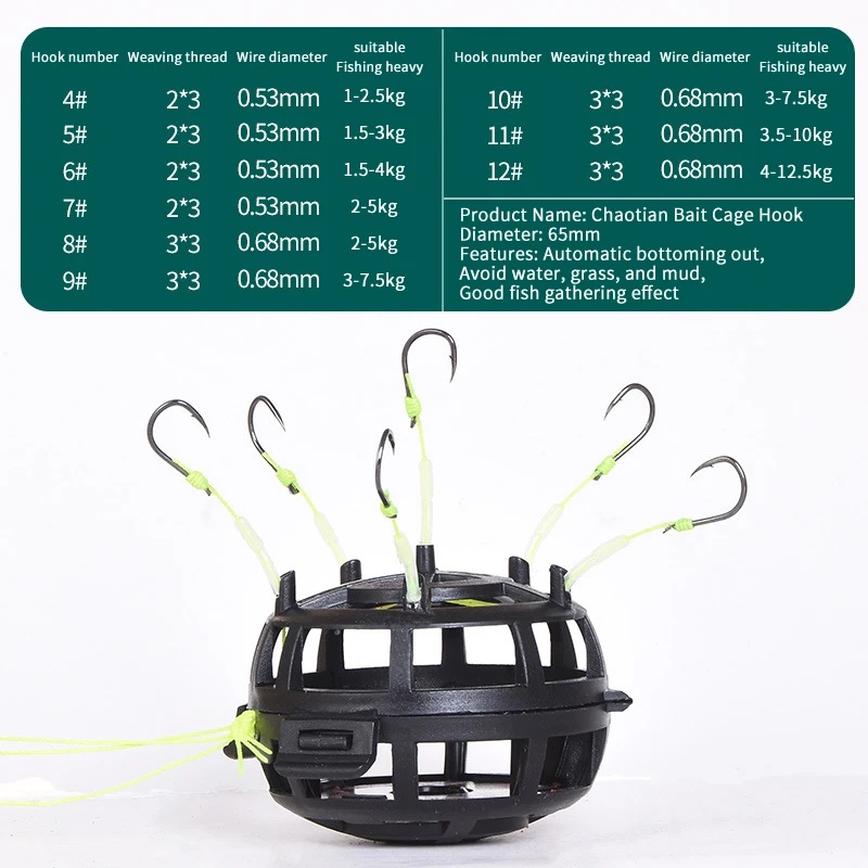 سلسلة هوك الصيد الطعم قفص 6 هوك الكربون الصلب خط مجموعة المغذية غرق تصميم جديد مربع الطعم شكل الصيد الربيع الطعم قفص