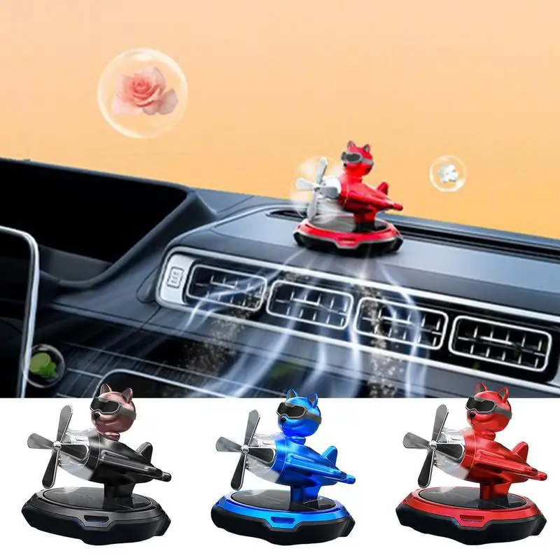 Solar Power Car Air Freshener Rotating Airplane Auto Perfume Eyeglasses Dog Diffuser For Auto Or Home Interior Accessories Odor