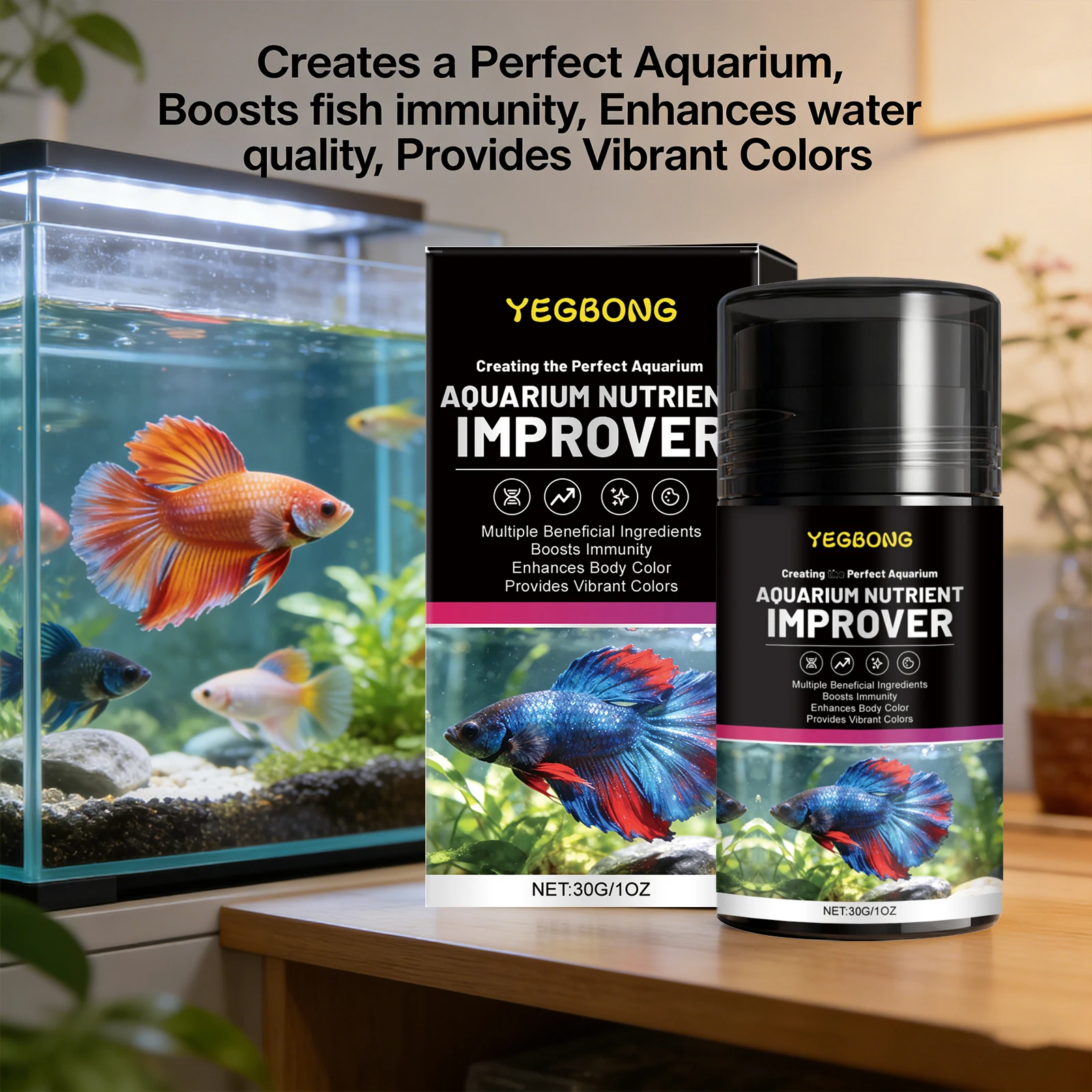 Aquarium Nutrient Improver Promoting Growth Supplement Natural Pigment Enhancing Color Boost Lmmunity Ornamental Fish Care Agent