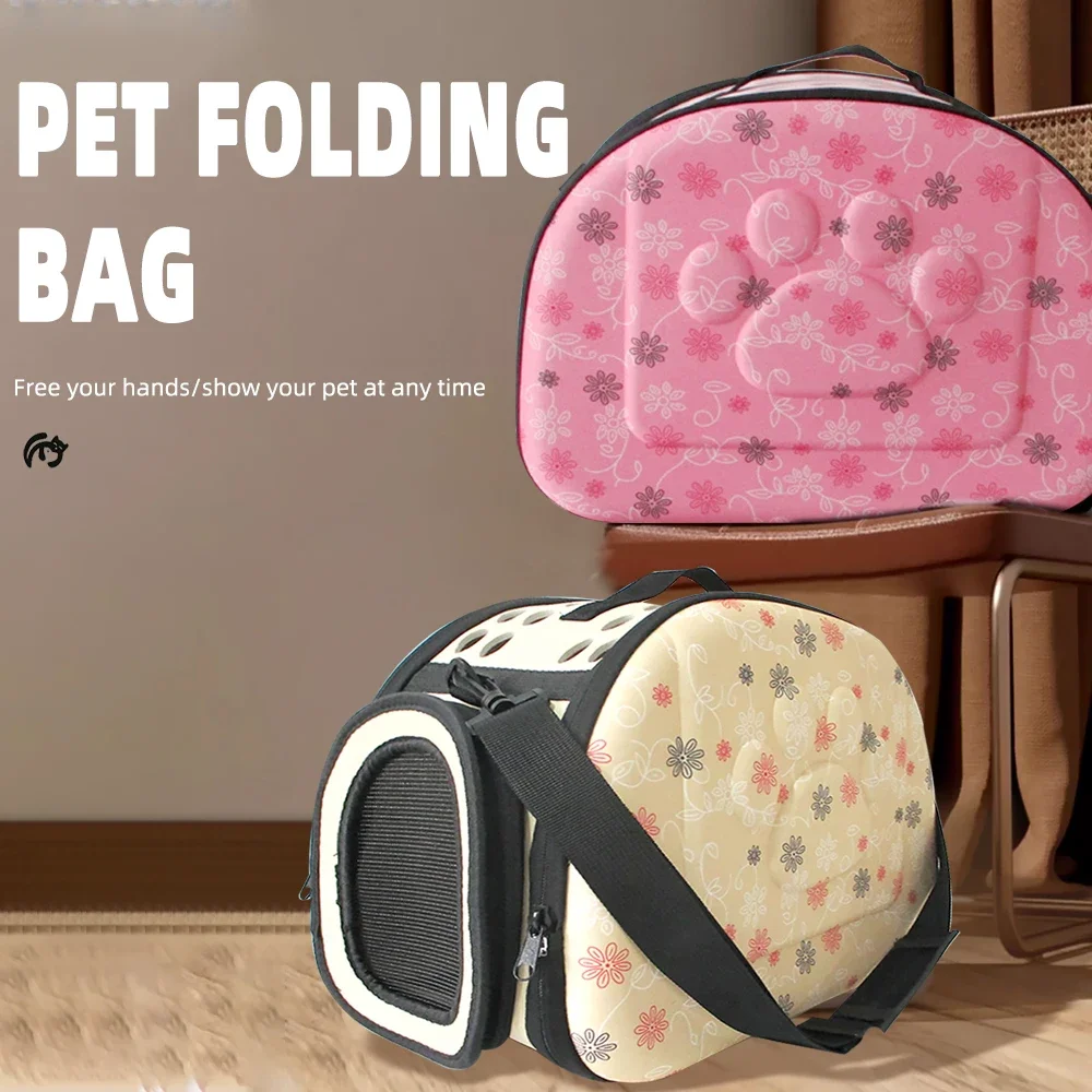 

Outdoor Travel Pet Bag Cat Flower Carriers Bags Breathable Pink Folding Small Dog Shoulder Bag Folding Cats Carrying