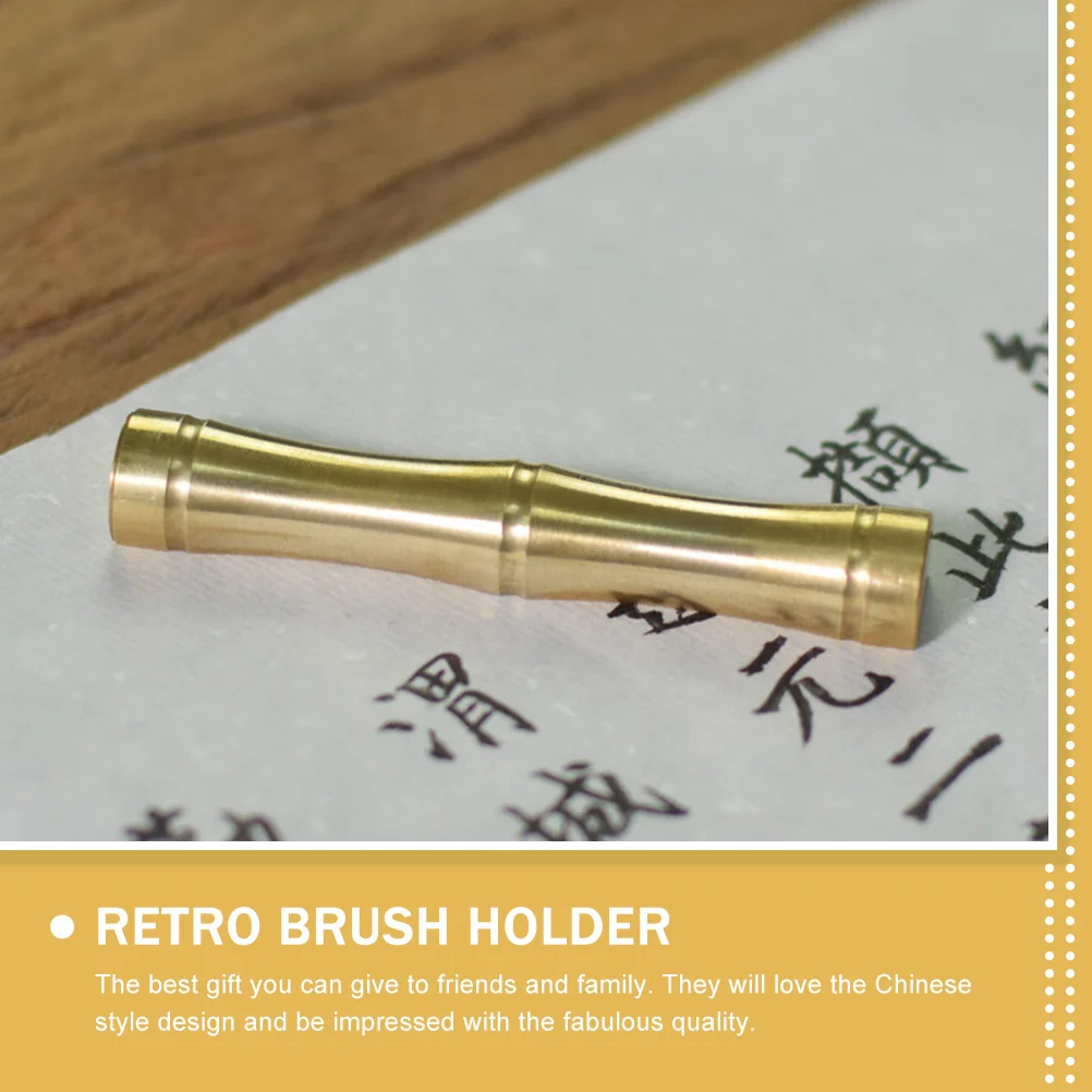 구리 대나무 조인트 펜 홀더 빈티지 브러시 스탠드 서예 펜용 수미 필기 도구 데스크탑 수납 예술 장식