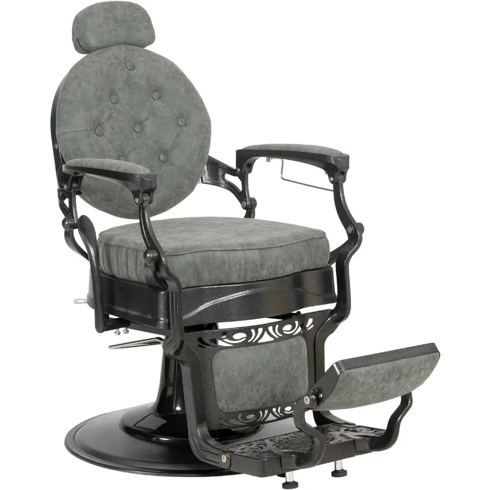 

Heavy Duty Vintage Recline Barber Chair Hydraulic with Headrest, Supports up to 700lbs & 360° Rotatable, Professional Salon