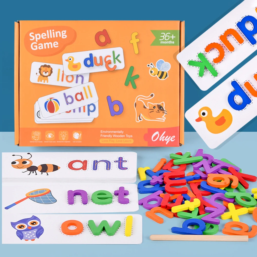 

Игра на орфографию для детей, обучающие игрушки, забавные фонетические флэш-карты, развивающая игра Монтессори