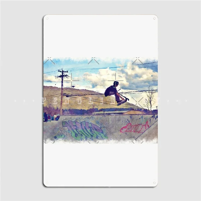 Graffitti Glide Stunt Scooter Sports Artwork Poster Metal Plaque Club Home Party Printing Plates Tin Sign Posters