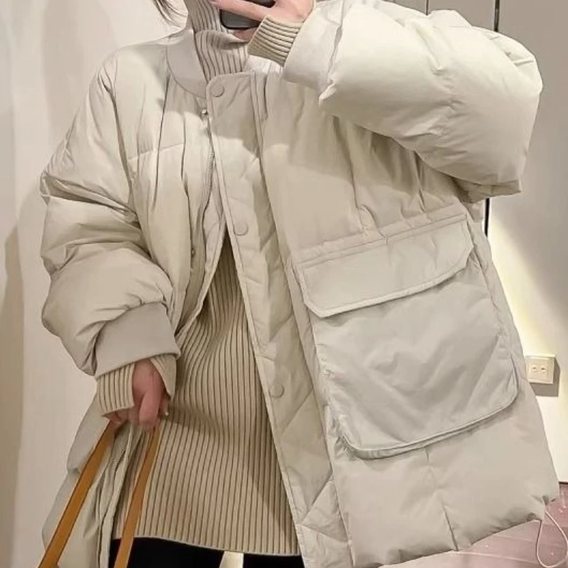 

Plus-size Thickened Down Cotton Jacket for Women 2025 Autumn and Winter, Baseball-style Coat Top