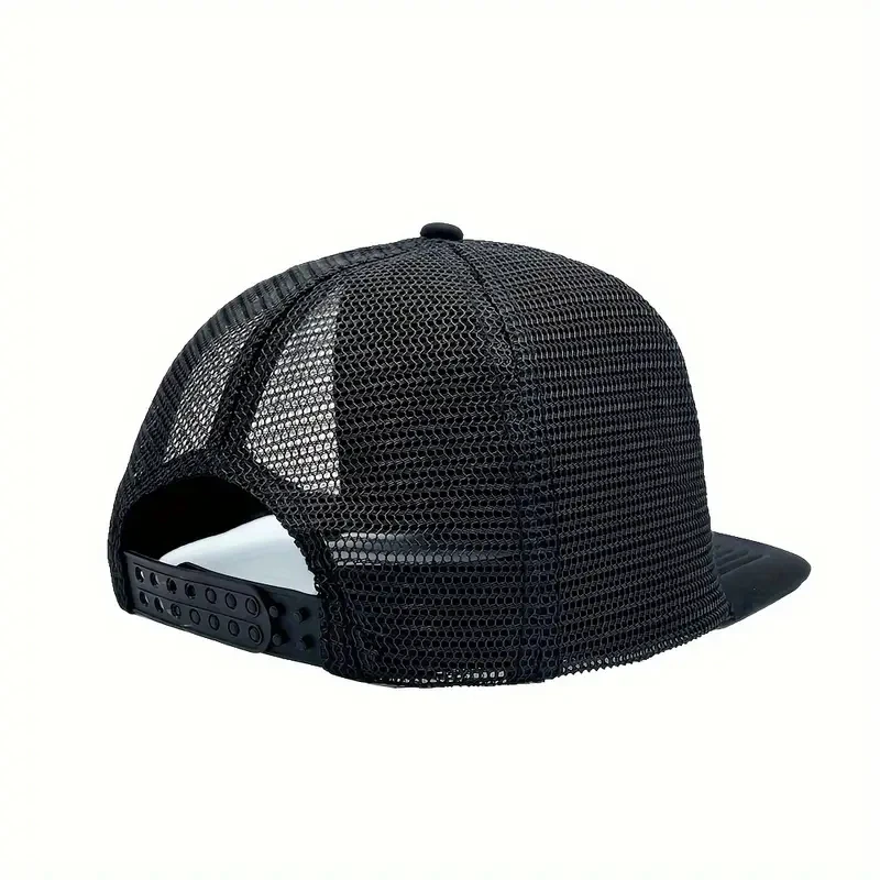 Unisex Baseball Cap With Letters Print Breathable Mesh Adjustable Snap back Flat Brim Cap for Summer Outdoor Sports Sun Hat