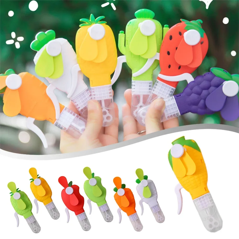 1pc Hand-pressed Bubble Fan Portable Bubble Fan Plastic Manual Fan Cartoon Fruit Shape Folding Hand Small Fan