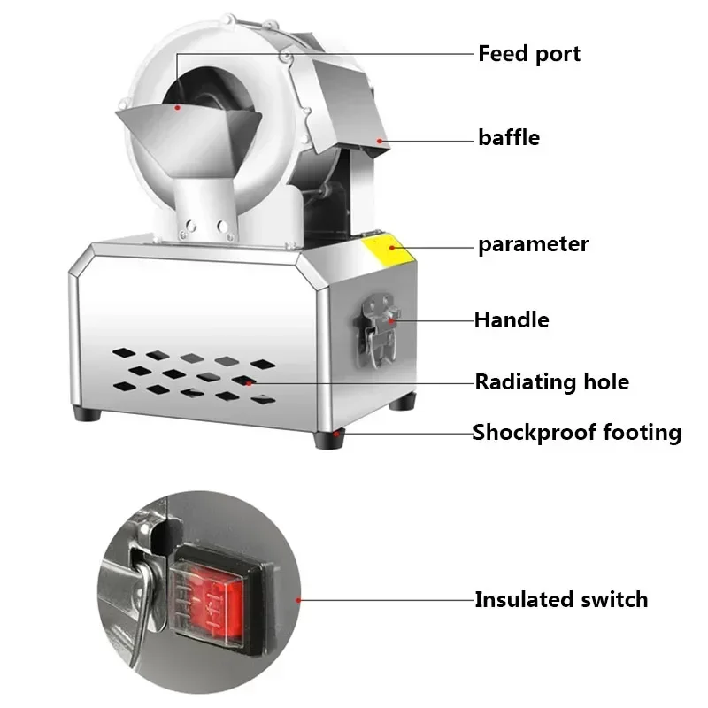 الأجهزة المنزلية الفولاذ المقاوم للصدأ متعددة الوظائف آلة تقطيع وتقطيع البطاطس التجارية الأوتوماتيكية بالكامل الكهربائية R