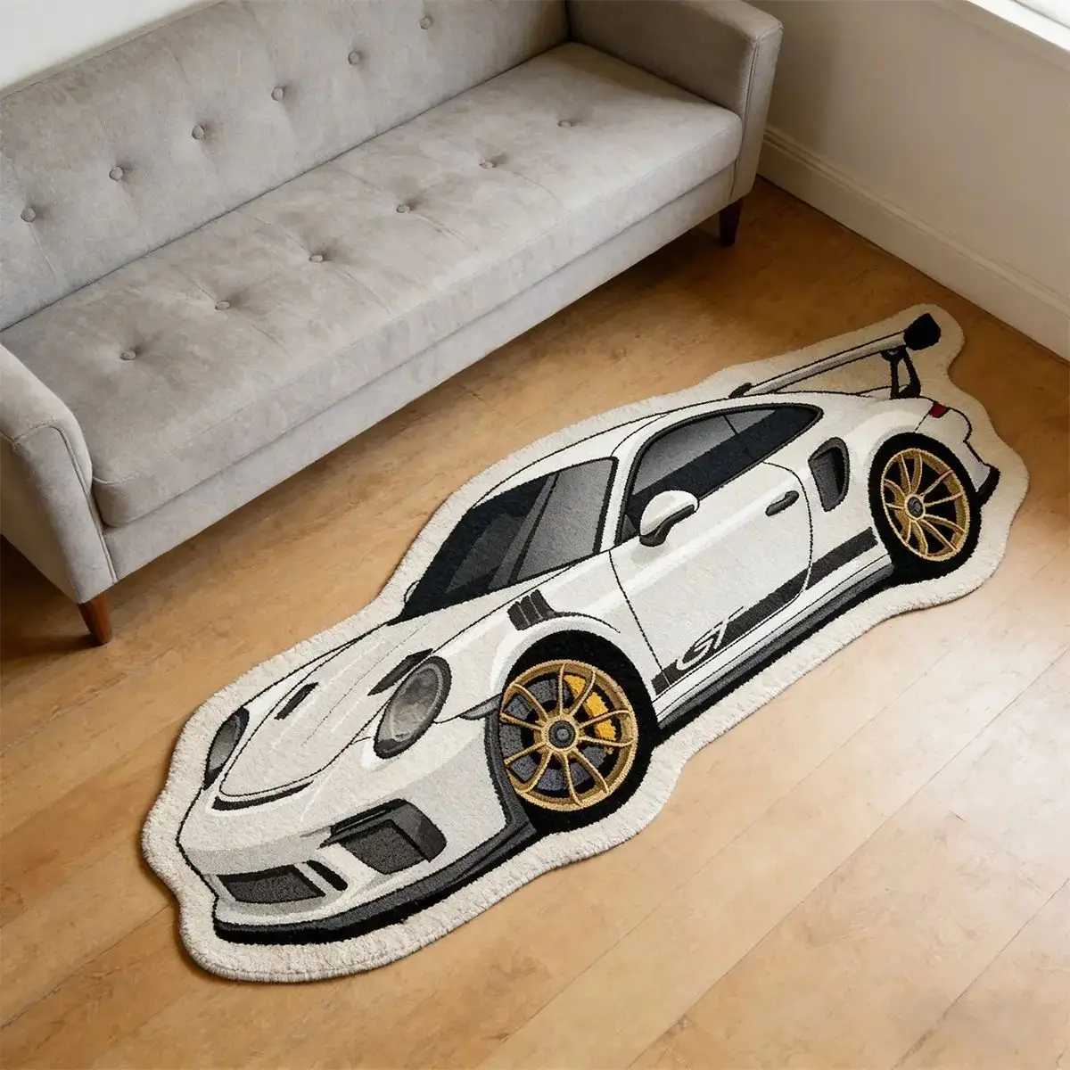 VIKAMA Cool Racing Decoration Carpet Soft Non Slip Washable Irregular Floor Mat Bedroom Esports Room Home Decoration