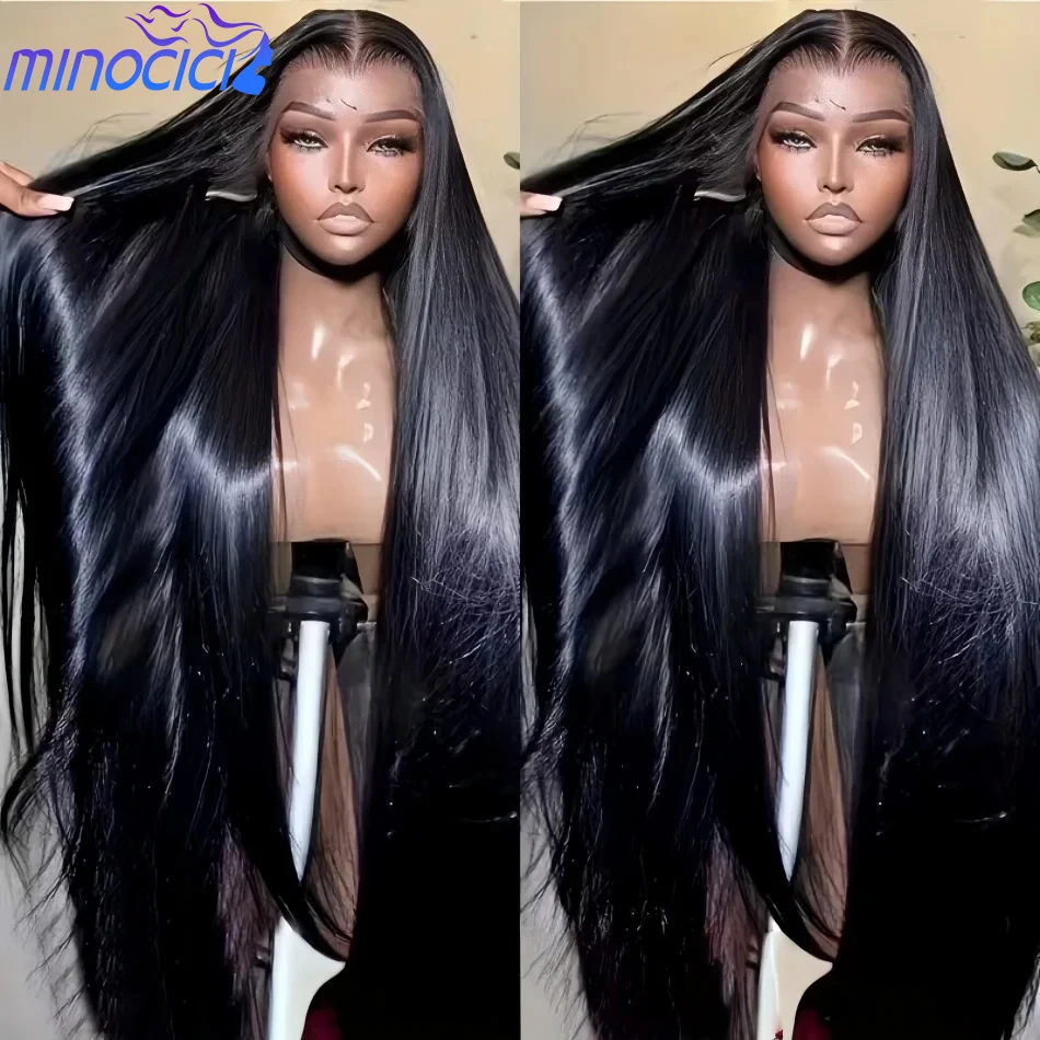 

30 40 Inch Bone Straight Lace Front Wig 13x6 Hd Transparent Brazilian Human Hair Wigs 100% Black For Women 13x4 Lace Frontal Wig