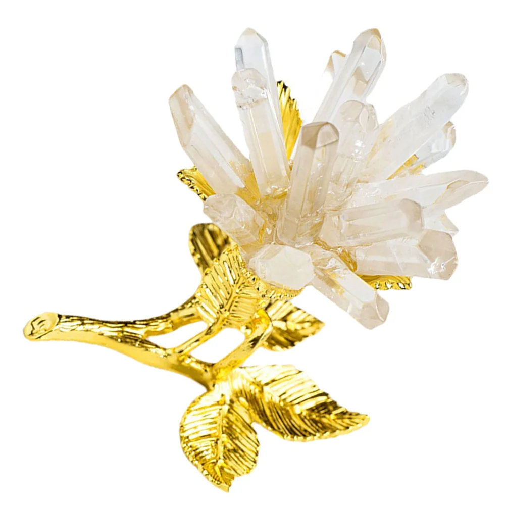 

Crystal Cluster Desktop Adornment Zinc Alloy Base Home Office Decorative Crystal Ornament Housewarming Gift