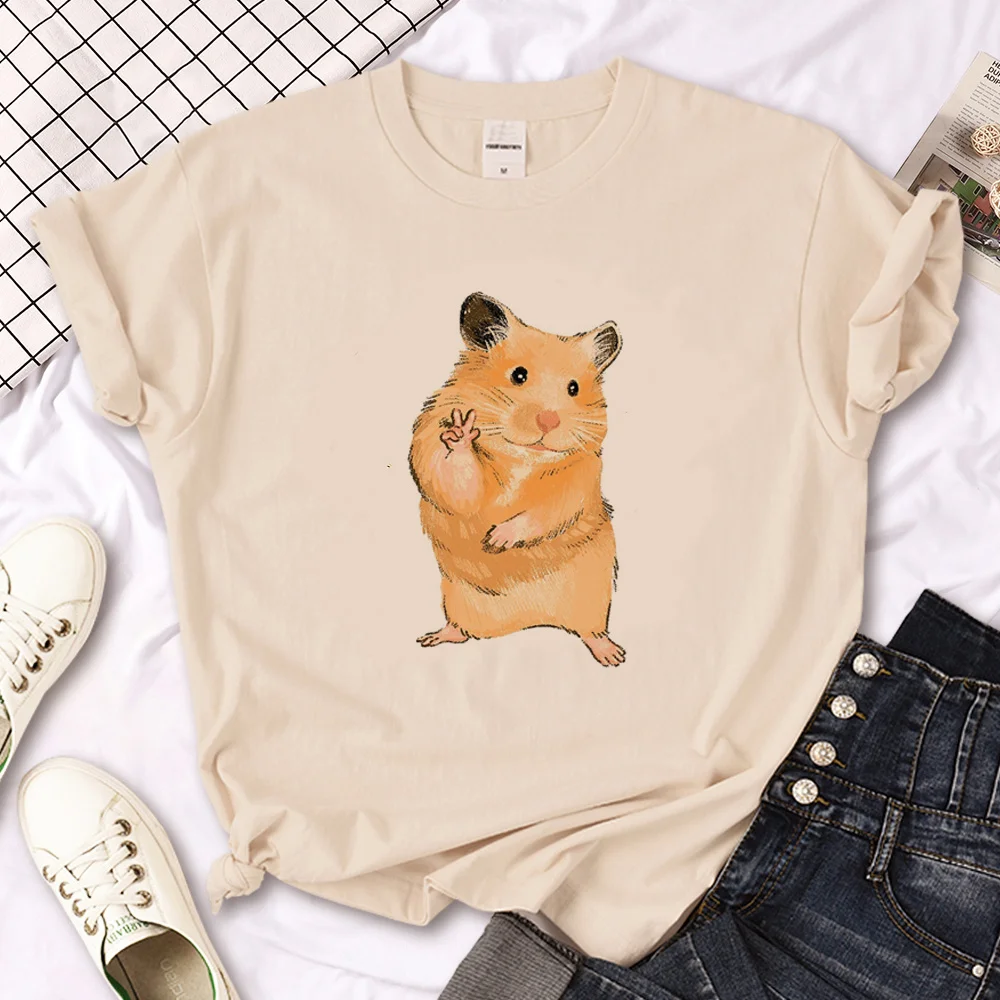 Hamster t shirt women Japanese anime top girl anime clothing