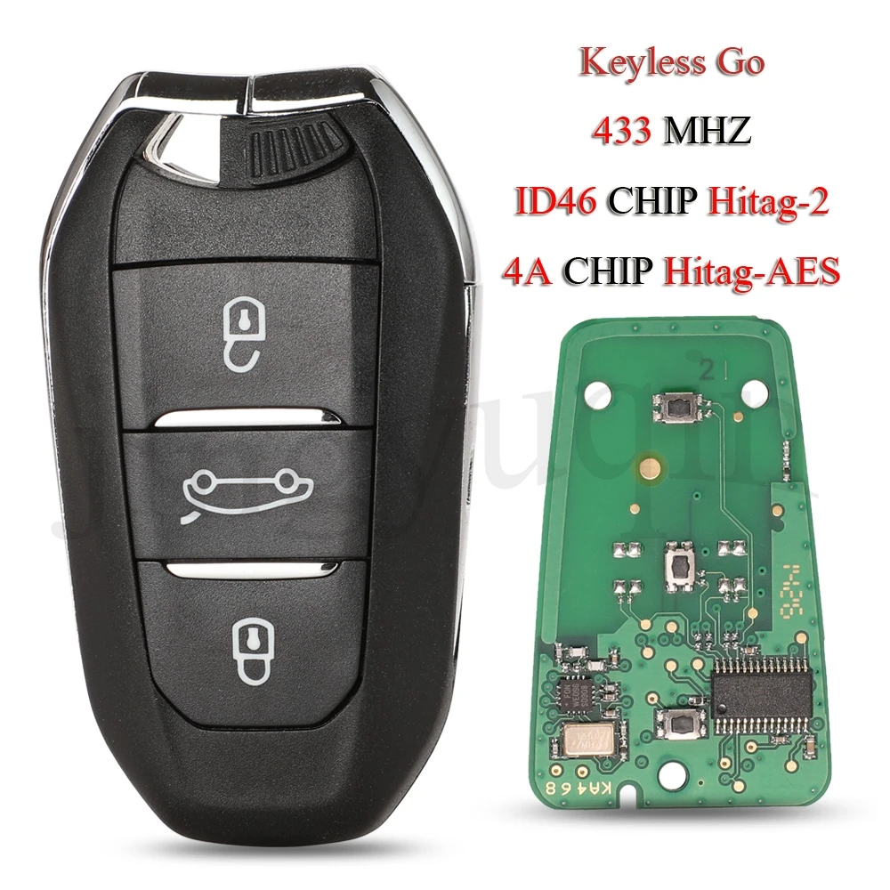 jingyuqin Remote Smart Keyless Car Key For Peugeot 208 308 3008 508 5008 For Citroen C4 C4L DS4 DS5 433MHZ FSK 4A/ID46 Chip