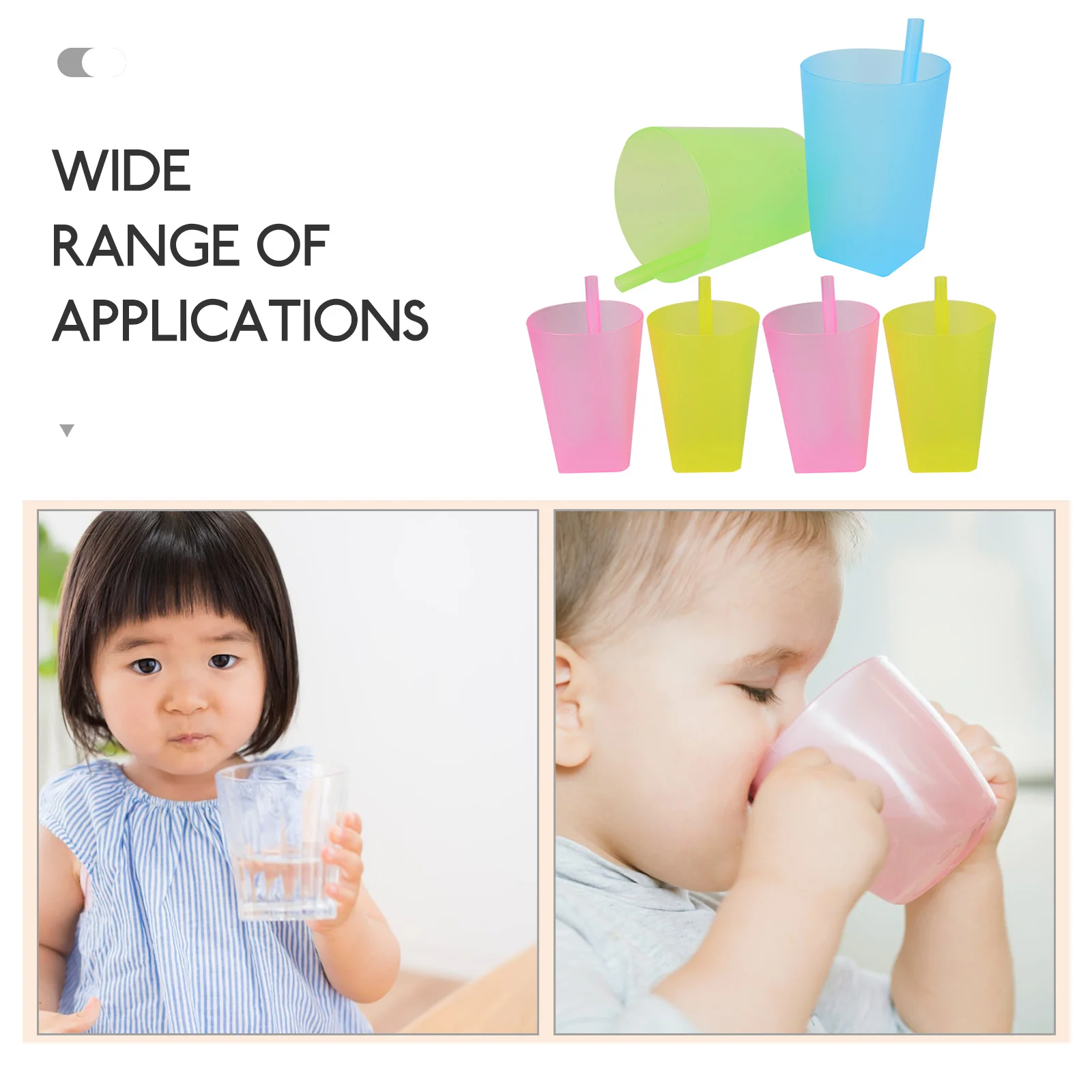

6 шт., детские чашки-непроливайки ярких цветов, прочная пищевая пластиковая соломенная чашка для воды, водонепроницаемый стакан для малышей, безопасный питьевой стакан