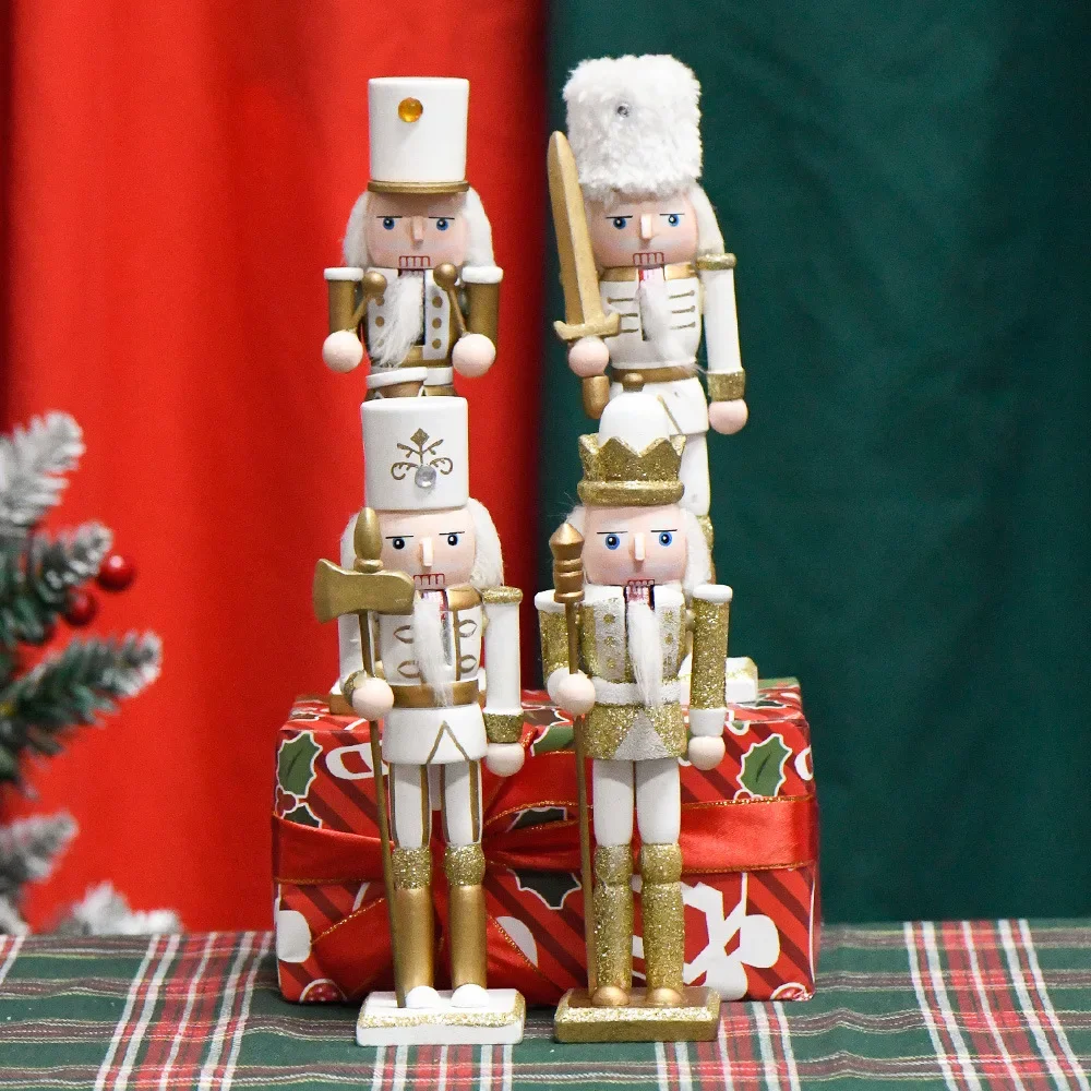 Creative Colorful Christmas Nutcracker, Black and Gold Puppet, Desktop Crafts, Kids Gifts, Home Decorations, New, 18cm