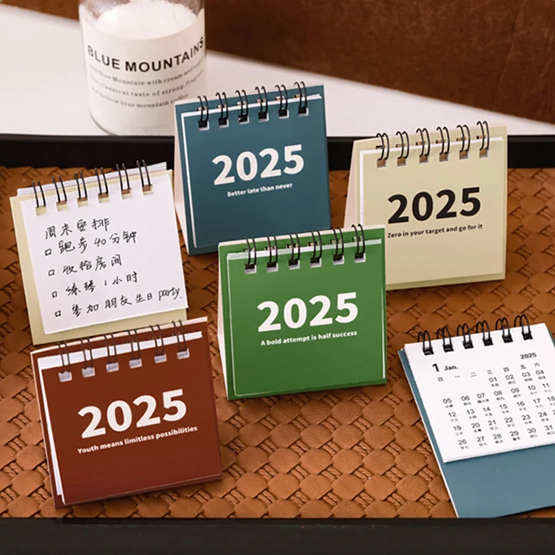 Mini Calendario de escritorio 2025, planificador diario bonito, gestión del tiempo mensual Simple, lista de tareas pendientes, planificador de mesa, 1 ud.