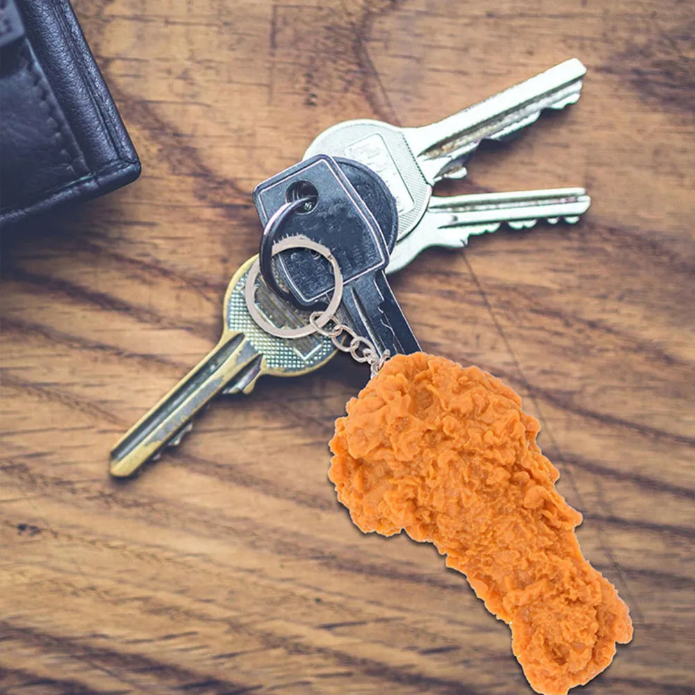 

4pcs Chicken Wing Keychain Funny Imitation Food Keychains Miniature Fried Chicken Cool Fast Food Pendant For Keys Bags