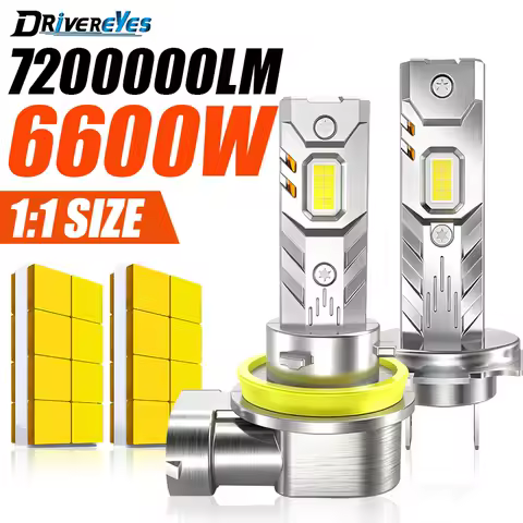 6600W H7 H4 H1 LED Headlight 7200000LM H8 H11 9005 HB3 9006 HB4 Lights Mini Lamp 1:1 Size Wireless Fog Light Plug&amp;Play 6500K 12V