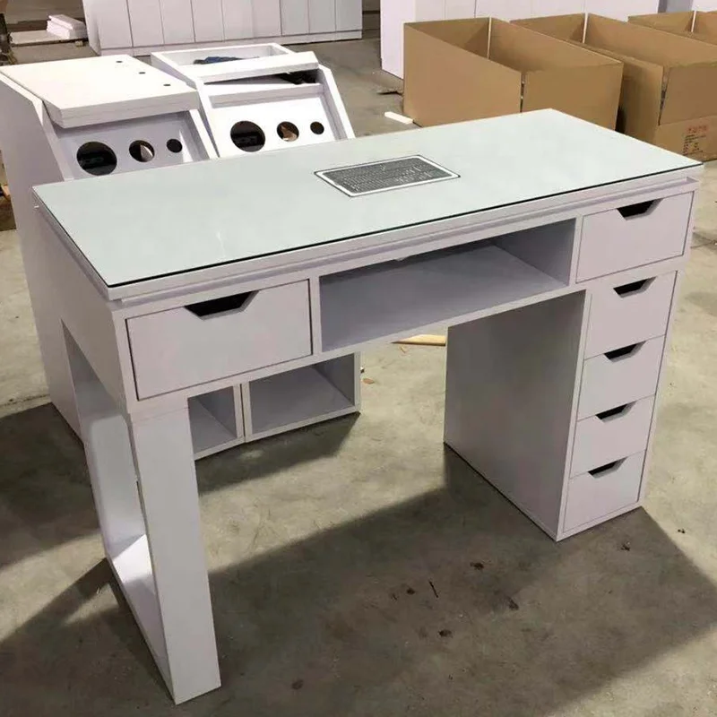 Modern manicure table nails bar station pedicure salon furniture nail dust desk nail tables with glass top