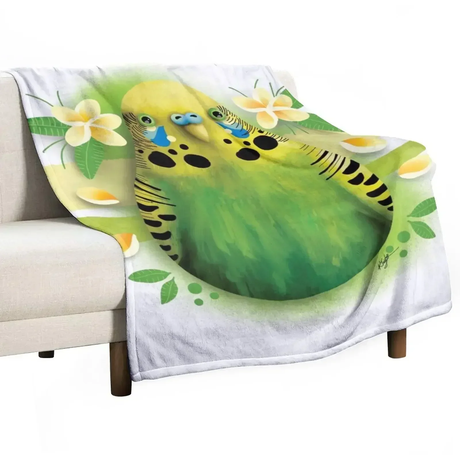 Tropical Lime Budgie Throw Blanket Travel Luxury Designer valentine gift ideas Polar Blankets