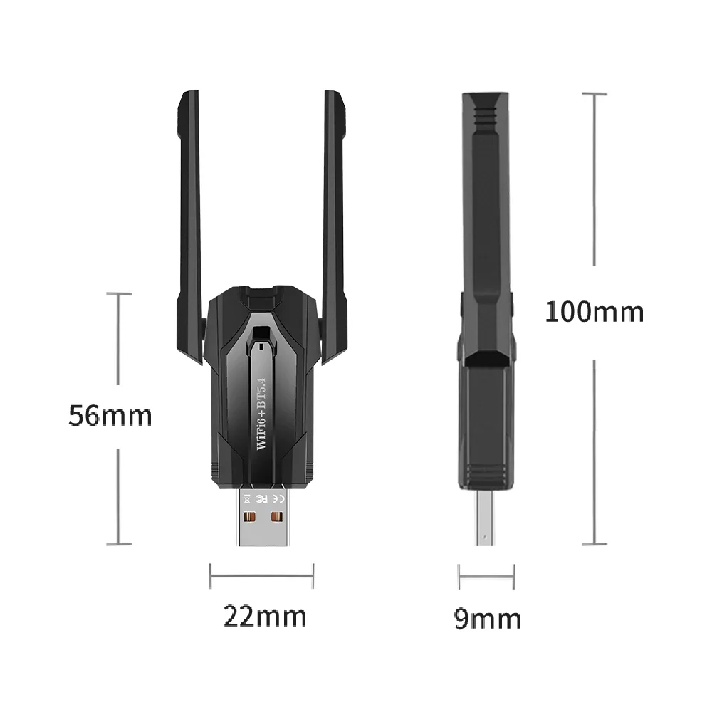 Adaptador WiFi 6 USB Bluetooth 5.4 para PC de escritorio - Adaptador de red inalámbrica AX900 con 2,4 GHz, 5 GHz, banda dual de alta ganancia 5dBi