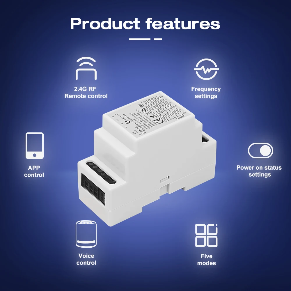 Inteligentna aplikacja Zigbee 3.0 Din Rail 5 w 1 kontroler Alexa Tuya sterowanie głosem RGBCCT/RGBW/RGB/ CCT/Dimmer kontroler taśmy ledowej