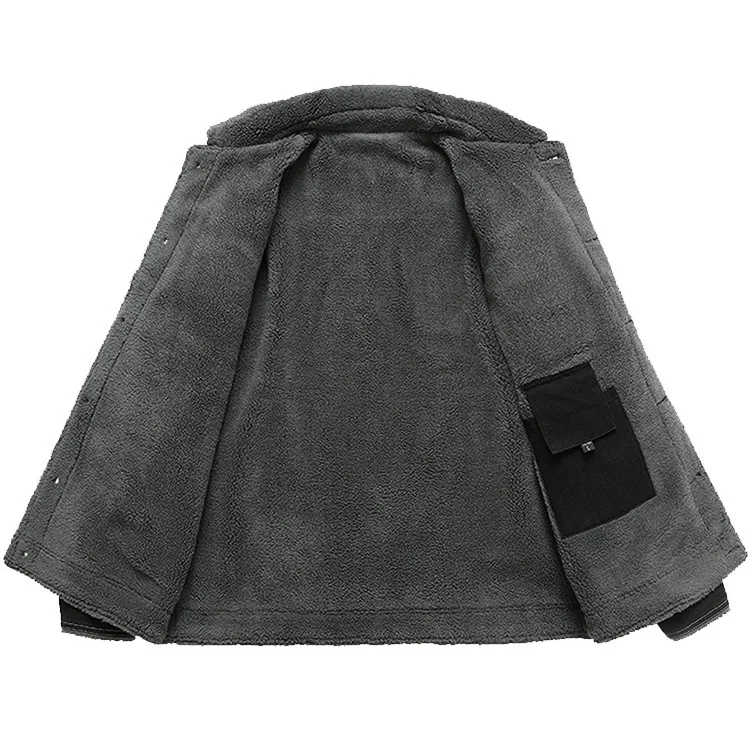 الرجال الدنيم سترة الخريف الشتاء موضة ريترو رفض طوق الذكور أفخم معطف واحدة الصدر طويلة الأكمام جيب رجل ملابس خارجية #4