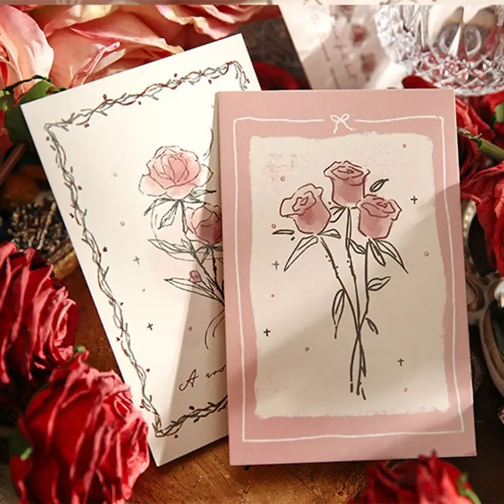 30pcs/set Vintage Series Flower Postcard Set Romantic Rose Flower Printed Wall Poster Greeting Cards Colorful DIY